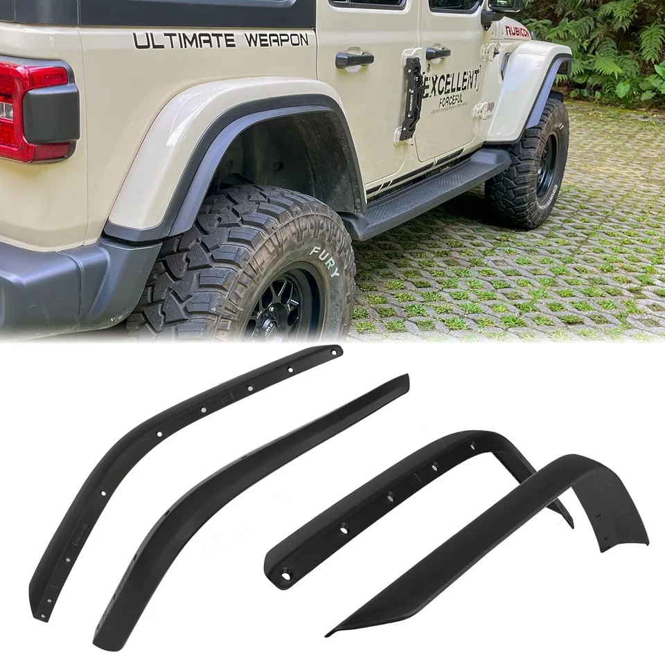Fenders Front & Rear Fenders Compatible with 2018-2026 Jeep Wrangler JL and JLU Unlimited Rubicon, Off-Road Wheel Fender Liner Set 4 view 1