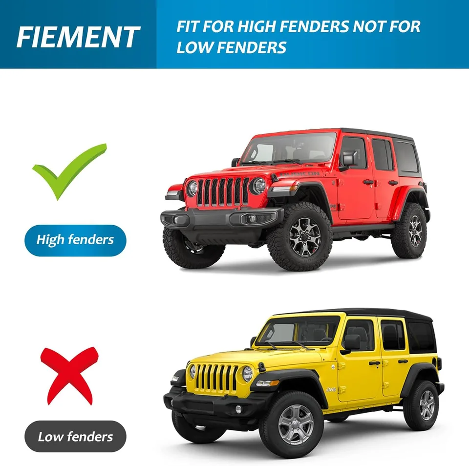Fenders Front & Rear Fenders Compatible with 2018-2026 Jeep Wrangler JL and JLU Unlimited Rubicon, Off-Road Wheel Fender Liner Set 4 view 7