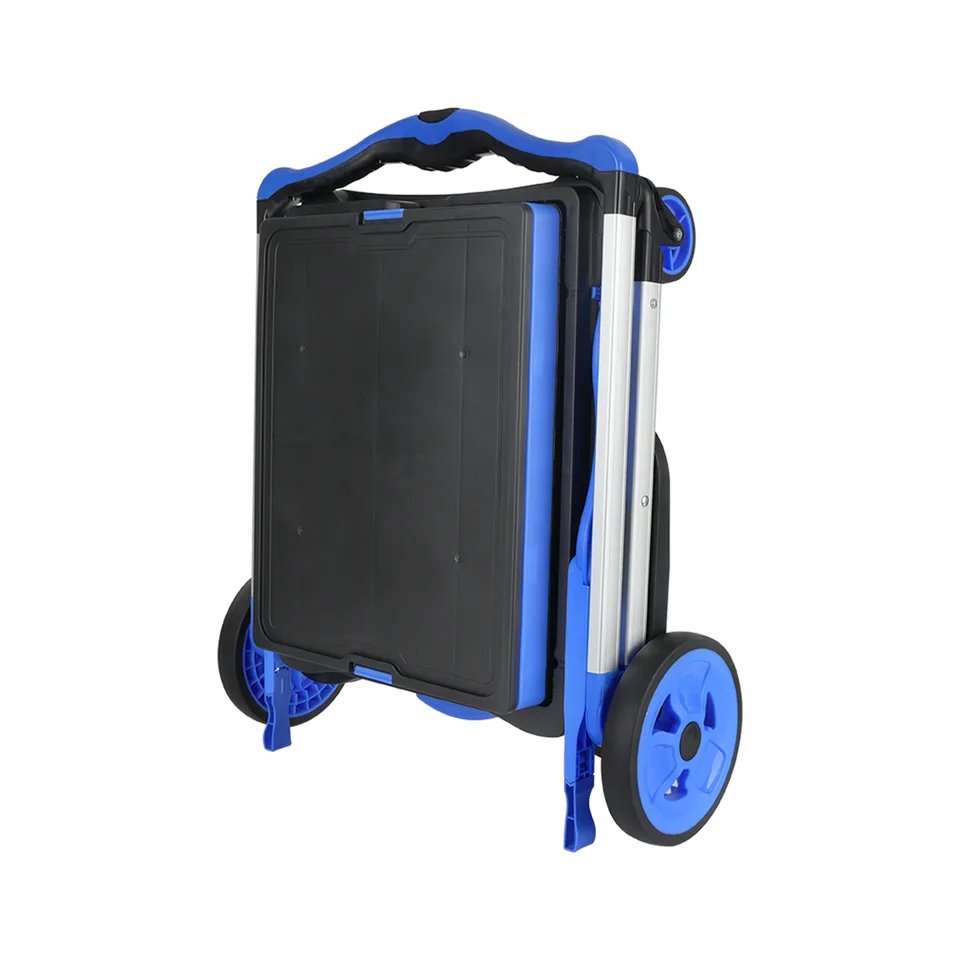 2-Tier Folding Cart Multi Use Functional Collapsible carts Shopping Trolley with Wheels Shopping Cart with Storage Crate Utility Cart for view 14