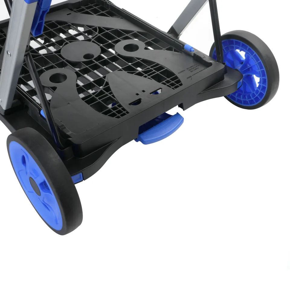 2-Tier Folding Cart Multi Use Functional Collapsible carts Shopping Trolley with Wheels Shopping Cart with Storage Crate Utility Cart for view 8