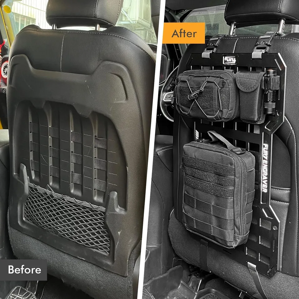 17515 Rigid Molle Panels For Vehicles Truck Mount Rack Panel Tactical Seat Back Organizer with 2 Organizer Storage Bag, 1 Multi-tool Pliers view 4