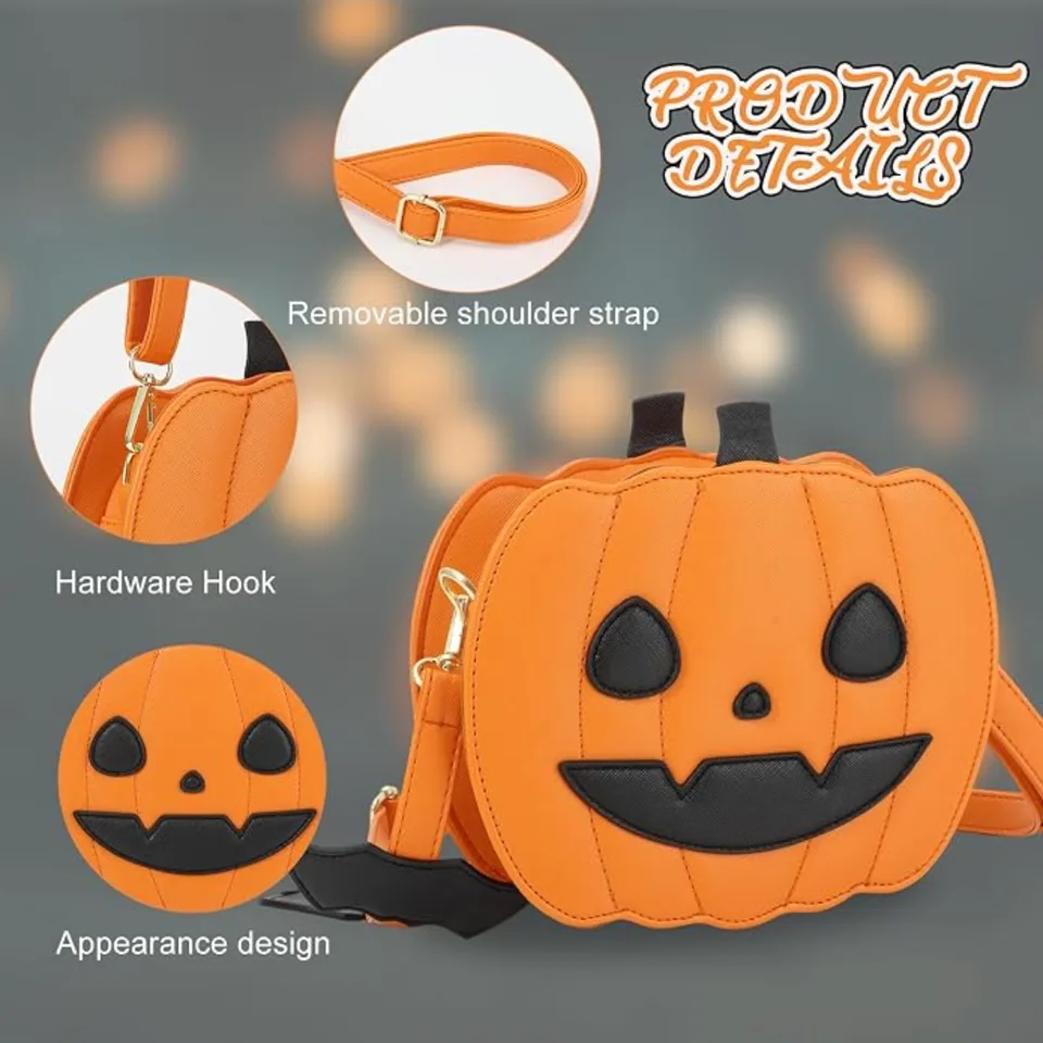 Ansicht 3 von Novelty Pumpkin Purse,Halloween Pumpkin Crossbody Bag,Horror Halloween Funny Purses Handbags