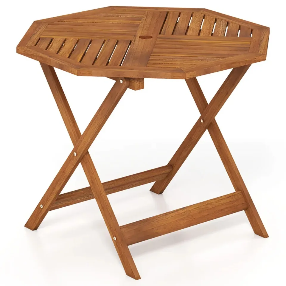 35.5 Inch Solid Wood Patio Dining Table Octagon Table With 1.97 Inch Umbrella Hole view 5