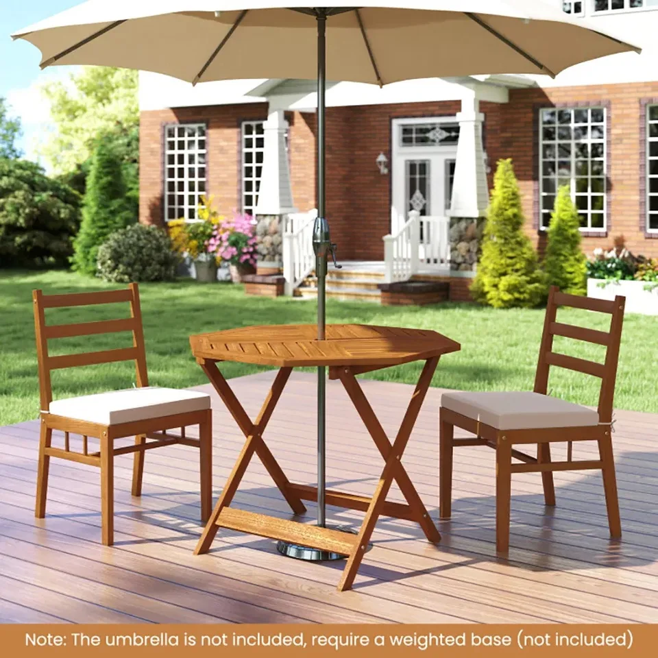 35.5 Inch Solid Wood Patio Dining Table Octagon Table With 1.97 Inch Umbrella Hole view 7