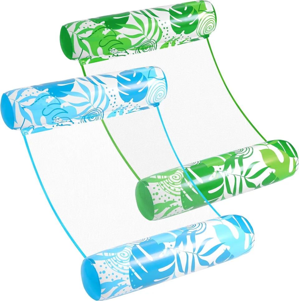 2pcs 4-in-1 Inflatable Water Hammock Pool Float For Adults, Multi-Purpose PVC Pool Lounge Floaties, Floating Hammock With Free Air Pump view 2