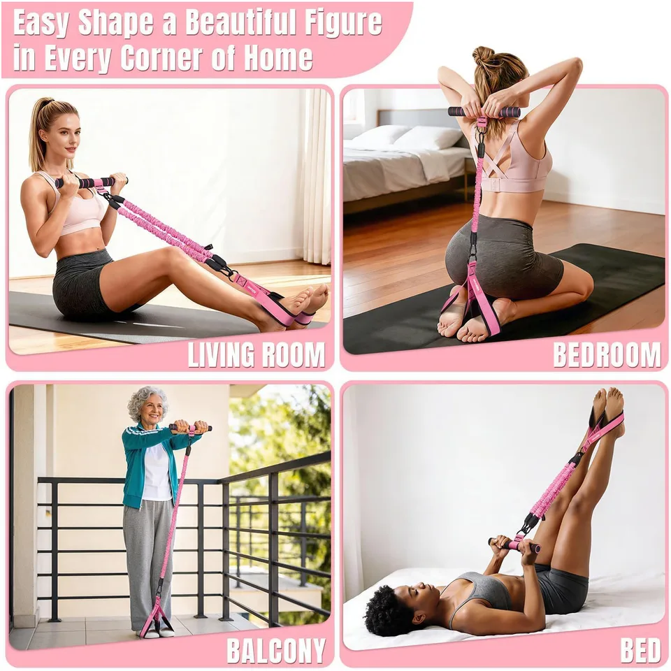3 Tube Sit Up Resistance Bands With Handles & Foot Pedals, Adjustable Abdominal Exercise Equipment, Multifunctional Resistance Trainer For view 6