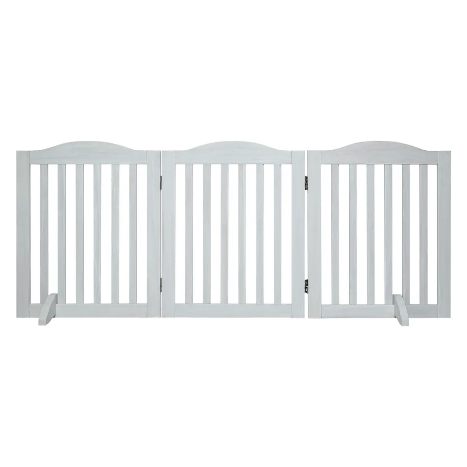 Wooden Freestanding Foldable Pet Gate for Dogs, 24 inch 3 Panels Step Over Fence, Dog Gate for The House, Doorway, view 9