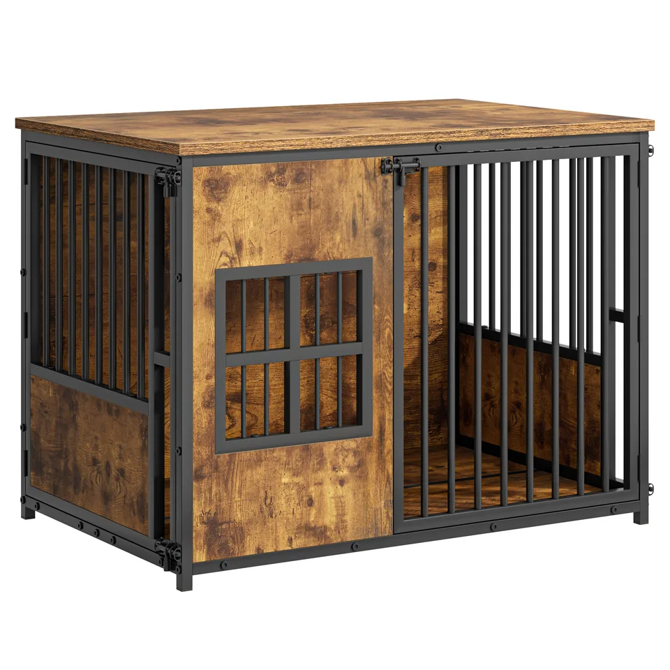 Wooden Dog Crate Furniture, Large Dog Kennel with Storage Top, Indoor Pet Cage view 15
