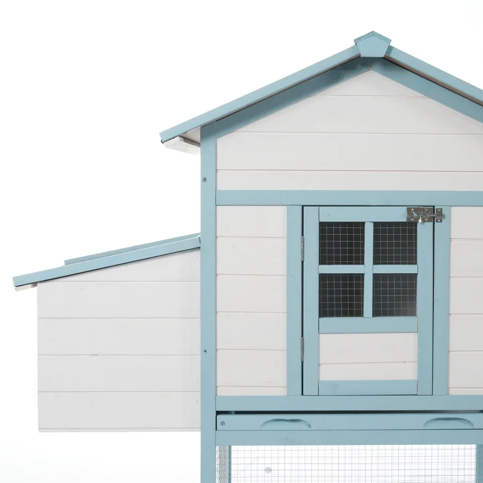 Large Wooden Chicken Coop with Double Nesting Boxes, Outdoor Walk-In Chicken Run with Waterproof Asphalt Roof, Fir Wood Poultry Cage with view 11