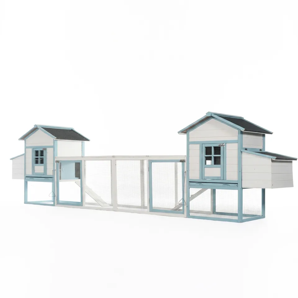Large Wooden Chicken Coop with Double Nesting Boxes, Outdoor Walk-In Chicken Run with Waterproof Asphalt Roof, Fir Wood Poultry Cage with view 18