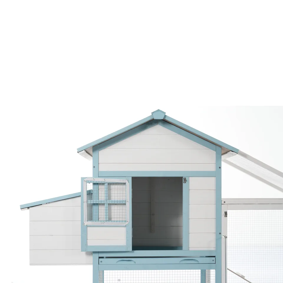 Large Wooden Chicken Coop with Double Nesting Boxes, Outdoor Walk-In Chicken Run with Waterproof Asphalt Roof, Fir Wood Poultry Cage with view 16