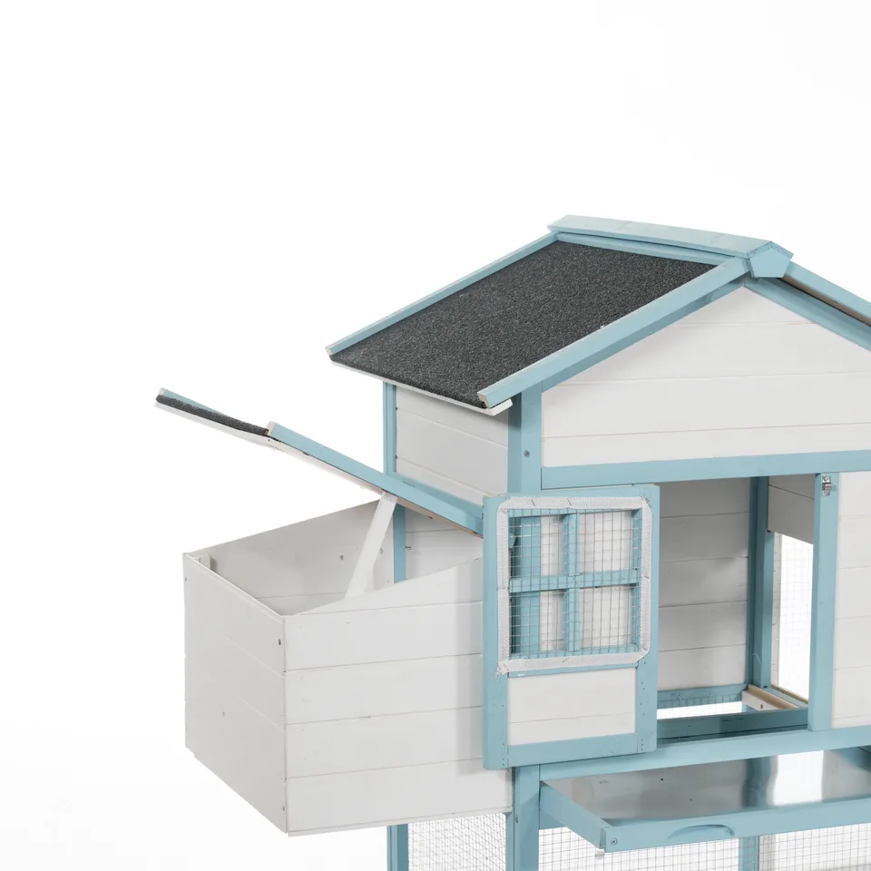 Large Wooden Chicken Coop with Double Nesting Boxes, Outdoor Walk-In Chicken Run with Waterproof Asphalt Roof, Fir Wood Poultry Cage with view 8