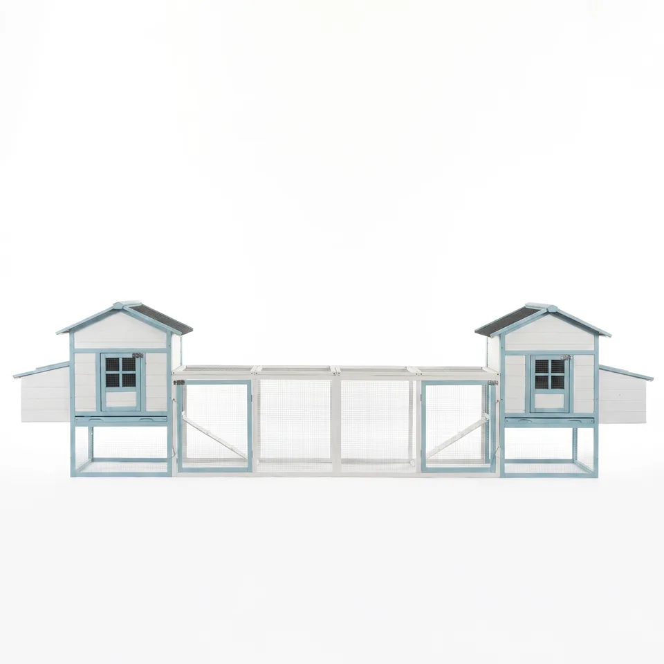 Large Wooden Chicken Coop with Double Nesting Boxes, Outdoor Walk-In Chicken Run with Waterproof Asphalt Roof, Fir Wood Poultry Cage with view 6
