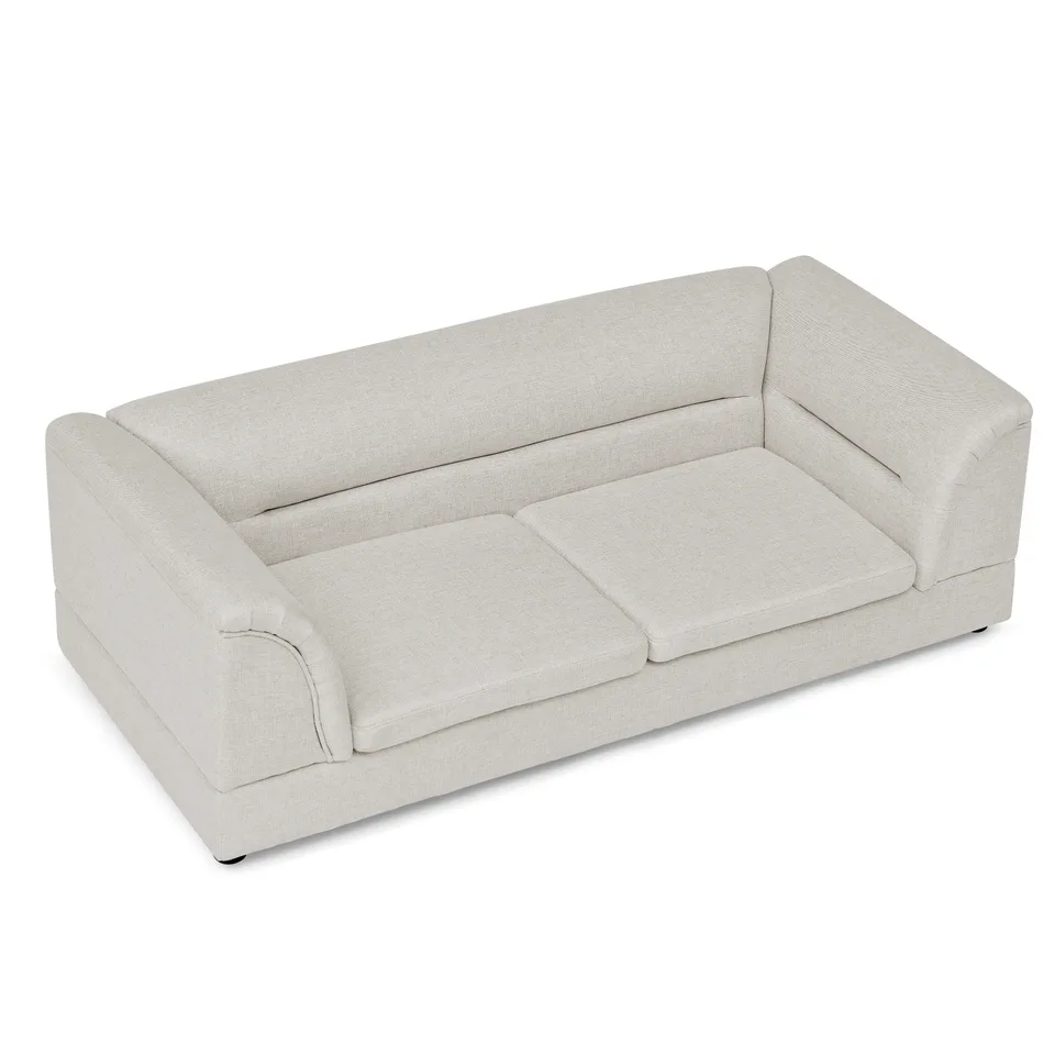 Oversized Pet Sofa, Curved Armrest Rectangular Dog Sofa, Linen Fabric Comfort Pet Couch for Large & Oversized Dogs-Beige view 11