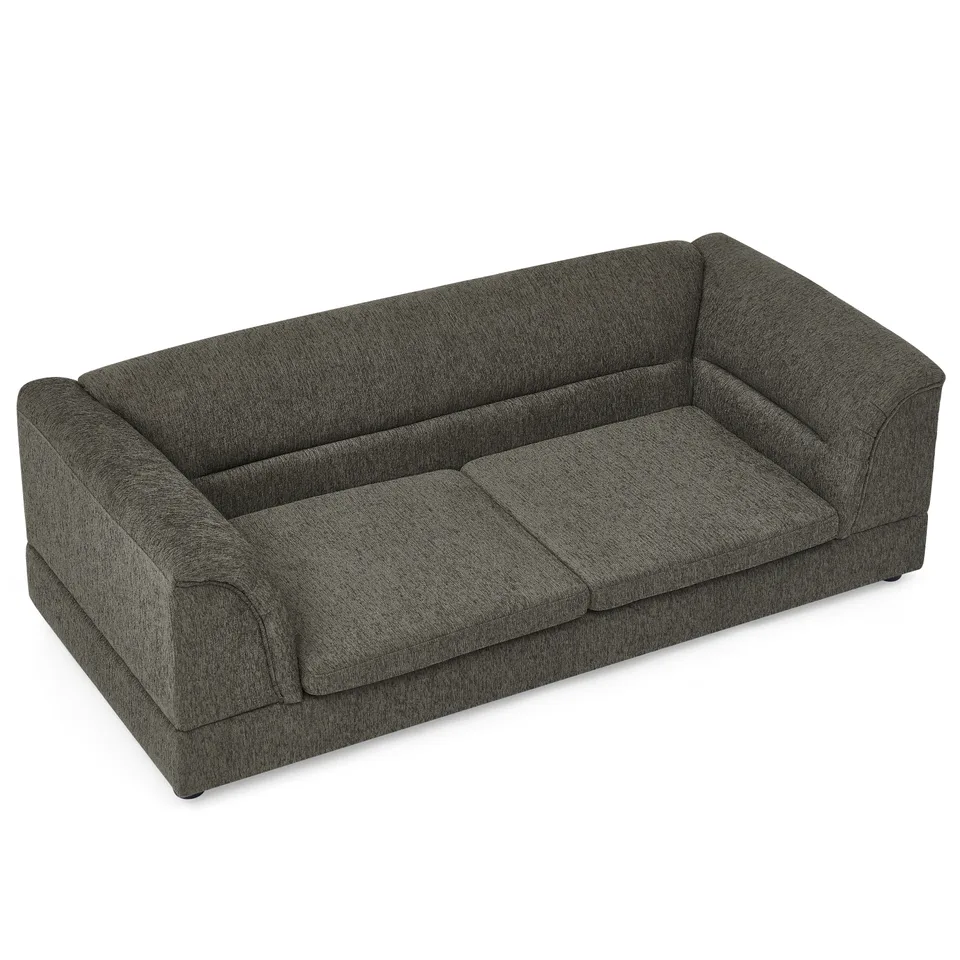 Oversized Pet Sofa, Curved Armrest Rectangular Dog Sofa, Linen Fabric Comfort Pet Couch for Large & Oversized Dogs-Dark Gray view 6