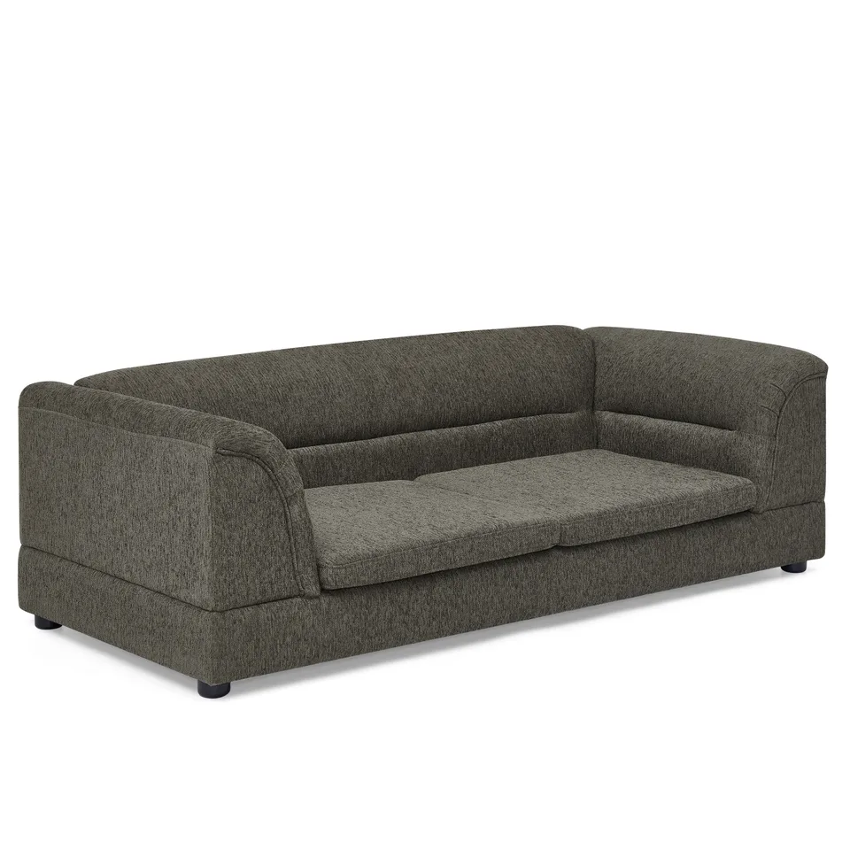 Oversized Pet Sofa, Curved Armrest Rectangular Dog Sofa, Linen Fabric Comfort Pet Couch for Large & Oversized Dogs-Dark Gray view 3