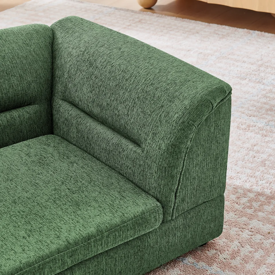Oversized Pet Sofa, Curved Armrest Rectangular Dog Sofa, Linen Fabric Comfort Pet Couch for Large & Oversized Dogs-Olive Green view 6