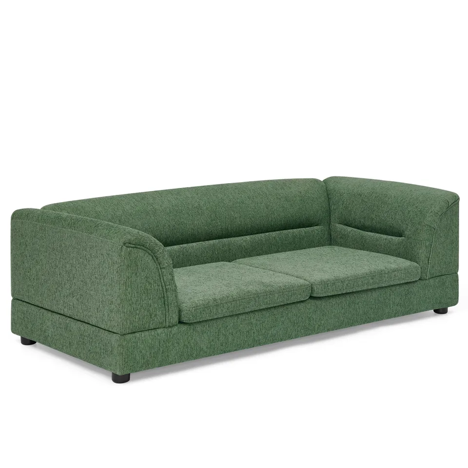 Oversized Pet Sofa, Curved Armrest Rectangular Dog Sofa, Linen Fabric Comfort Pet Couch for Large & Oversized Dogs-Olive Green view 4
