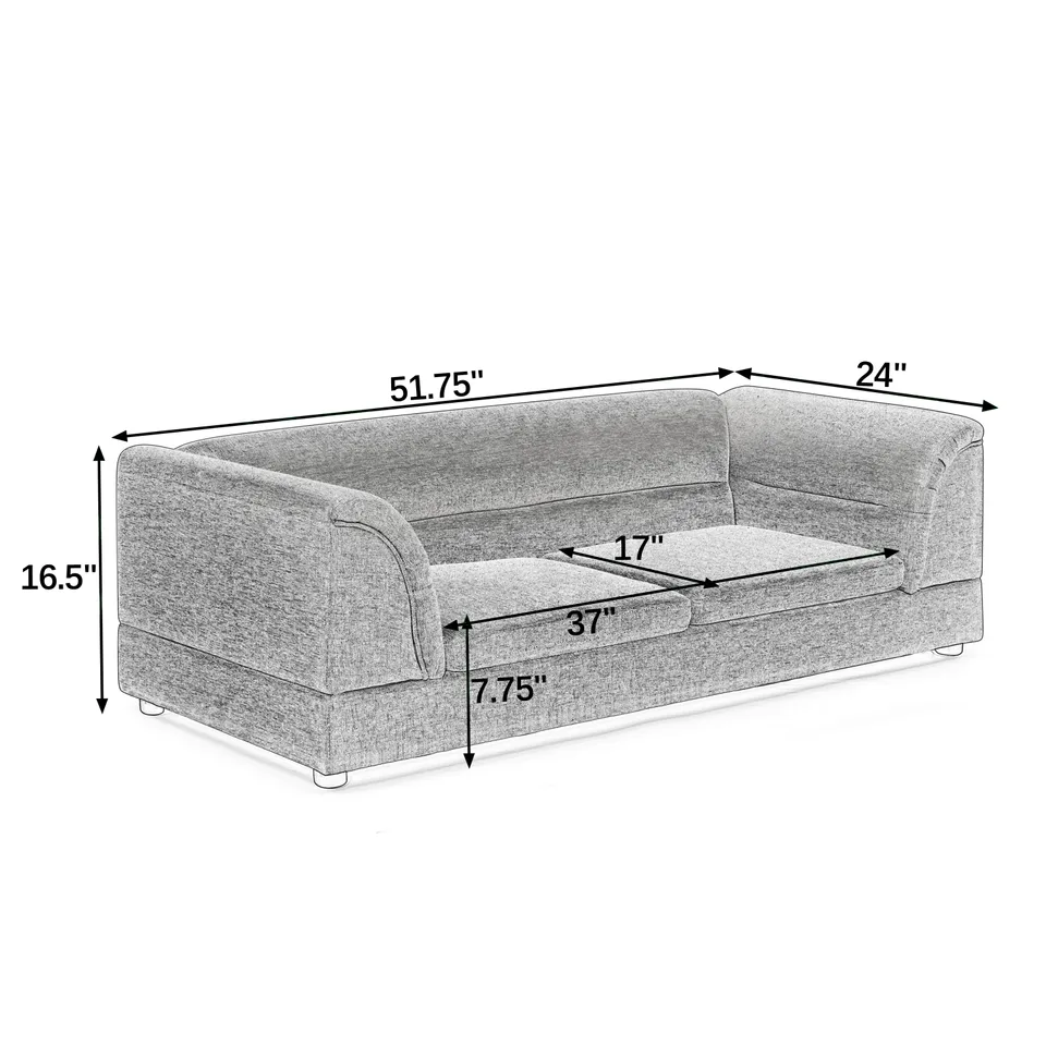 Oversized Pet Sofa, Curved Armrest Rectangular Dog Sofa, Linen Fabric Comfort Pet Couch for Large & Oversized Dogs-Olive Green view 2