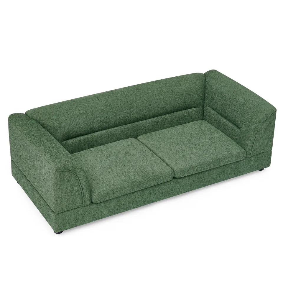 Oversized Pet Sofa, Curved Armrest Rectangular Dog Sofa, Linen Fabric Comfort Pet Couch for Large & Oversized Dogs-Olive Green view 10