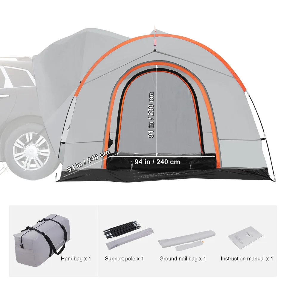 8'x8' SUV Camping Tent, Double Layer PU2000mm Waterproof Rear Tailgate Tent, 6-8 Person Large Capacity Van Hatch Tent With Rain Layer & view 4