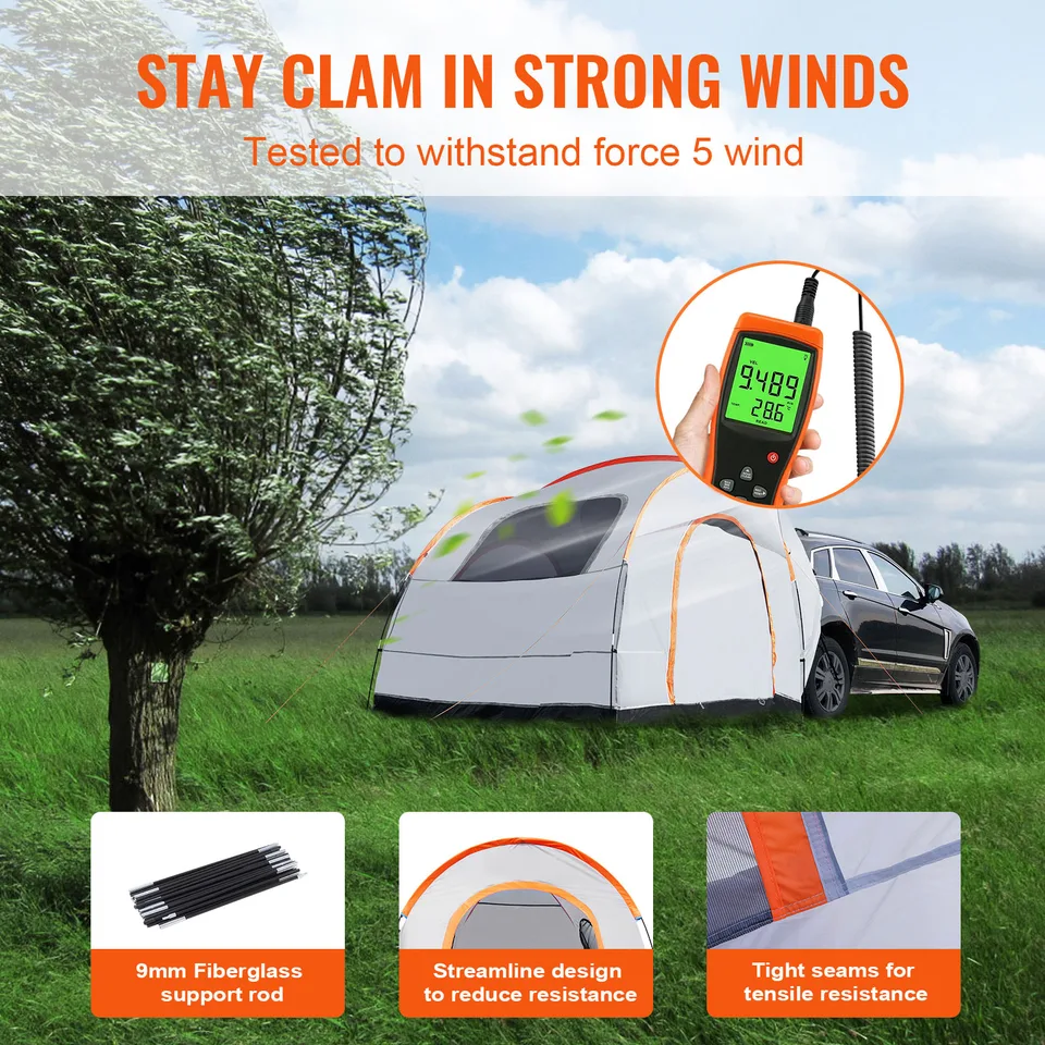 8'x8' SUV Camping Tent, Double Layer PU2000mm Waterproof Rear Tailgate Tent, 6-8 Person Large Capacity Van Hatch Tent With Rain Layer & view 5