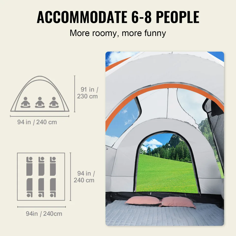 8'x8' SUV Camping Tent, Double Layer PU2000mm Waterproof Rear Tailgate Tent, 6-8 Person Large Capacity Van Hatch Tent With Rain Layer & view 2