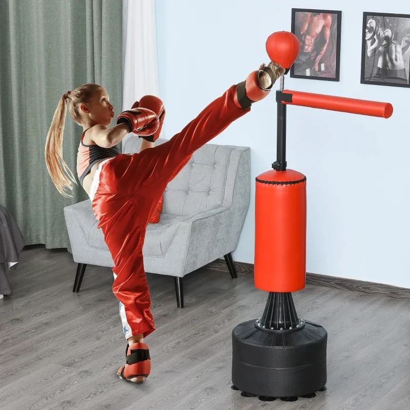 Soozier Boxing Bag, Freestanding Punching Bag With Speed Ball, Rotating Boxing Bar And Gloves, Weighted Base view 6