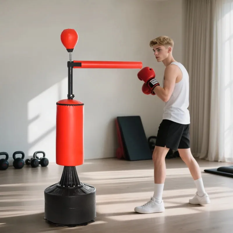 Soozier Boxing Bag, Freestanding Punching Bag With Speed Ball, Rotating Boxing Bar And Gloves, Weighted Base view 11