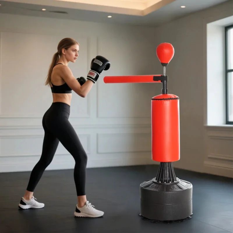 Soozier Boxing Bag, Freestanding Punching Bag With Speed Ball, Rotating Boxing Bar And Gloves, Weighted Base view 9