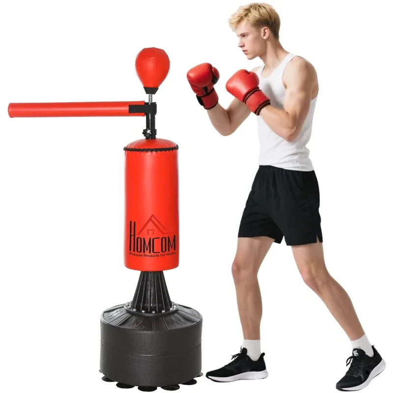 Soozier Boxing Bag, Freestanding Punching Bag With Speed Ball, Rotating Boxing Bar And Gloves, Weighted Base view 5