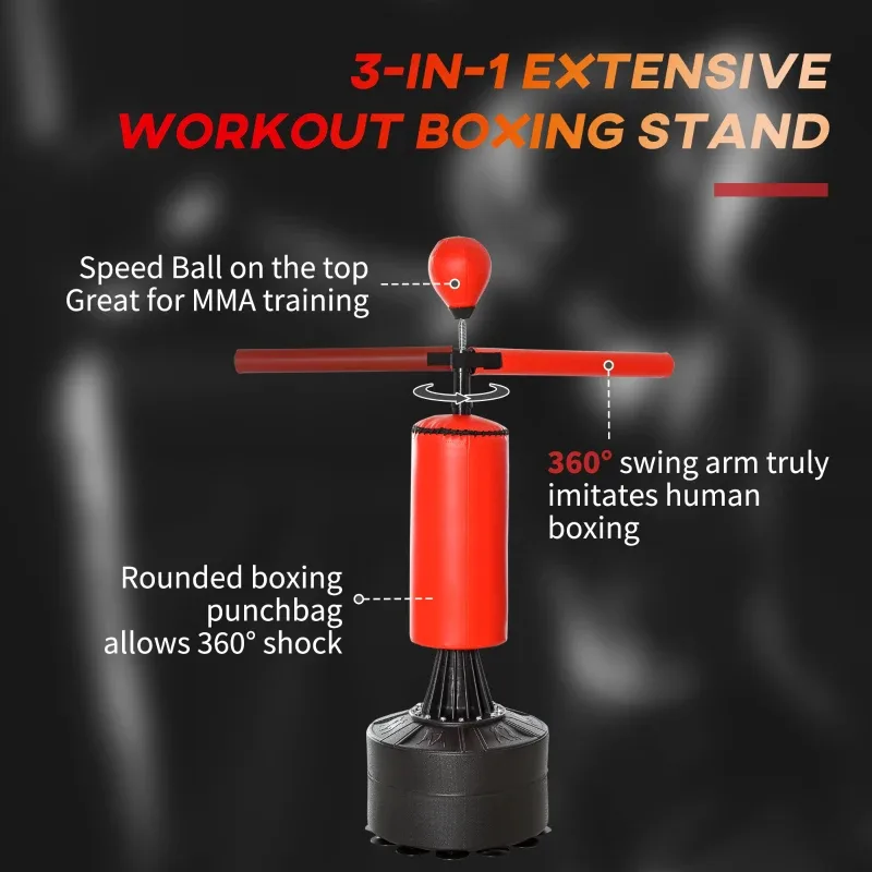 Soozier Boxing Bag, Freestanding Punching Bag With Speed Ball, Rotating Boxing Bar And Gloves, Weighted Base view 7