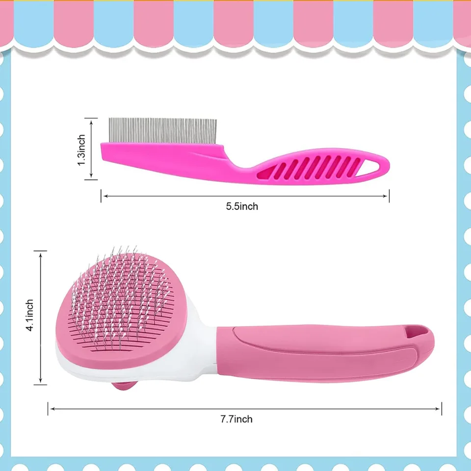 Weergave 5 van Cat Brushes For Indoor Cats, Dog Brush For Shedding With Metal Cat Comb, Self Cleaning Pet Hair Brush With Release Button For Grooming
