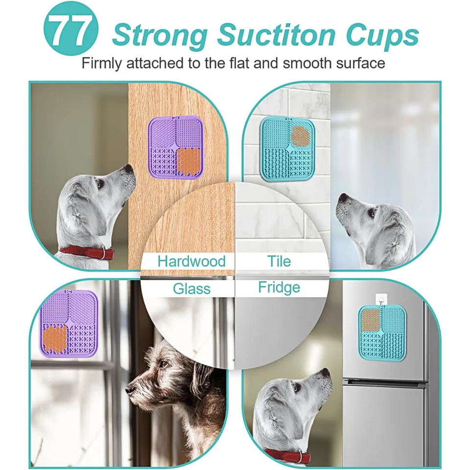 Lick Mat For Dogs Cats 2 Pack, Slow Feeder Licking Pad With Suction Cups For For Anxiety Relief And Boredom Reducer, Perfect For Bathing view 4