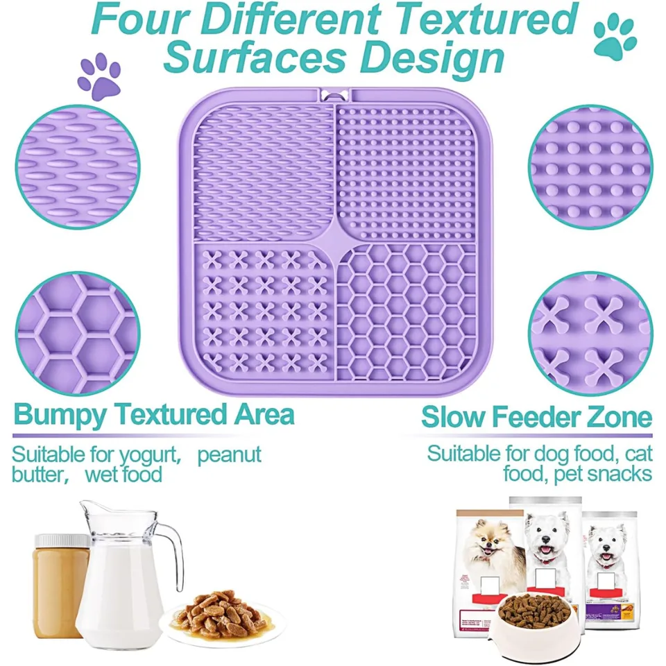 Lick Mat For Dogs Cats 2 Pack, Slow Feeder Licking Pad With Suction Cups For For Anxiety Relief And Boredom Reducer, Perfect For Bathing view 7