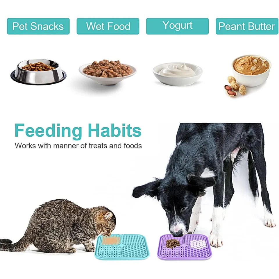 Lick Mat For Dogs Cats 2 Pack, Slow Feeder Licking Pad With Suction Cups For For Anxiety Relief And Boredom Reducer, Perfect For Bathing view 2