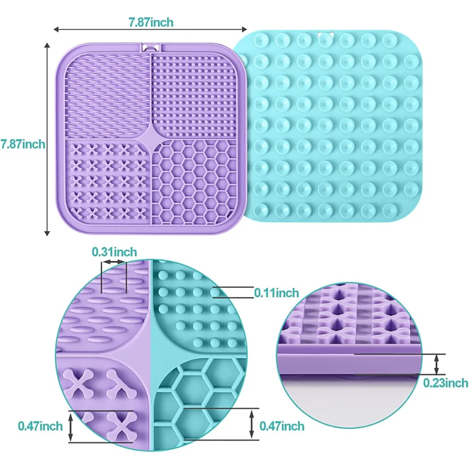 Lick Mat For Dogs Cats 2 Pack, Slow Feeder Licking Pad With Suction Cups For For Anxiety Relief And Boredom Reducer, Perfect For Bathing view 6