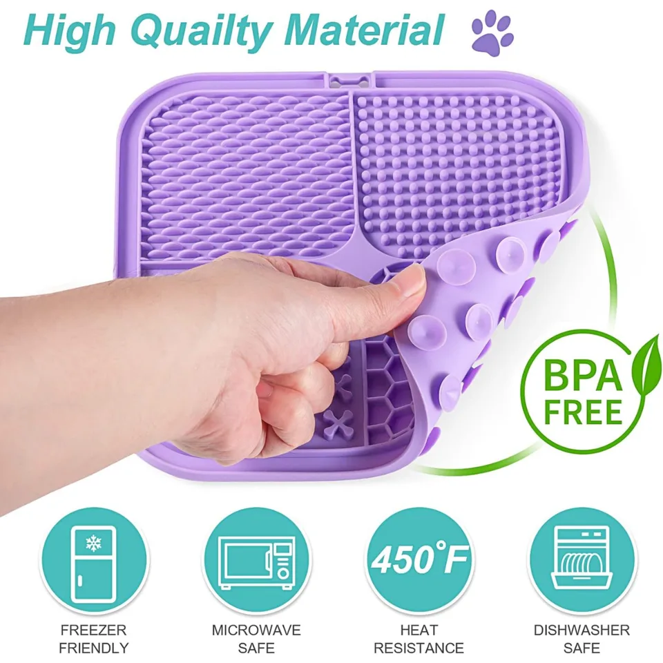 Lick Mat For Dogs Cats 2 Pack, Slow Feeder Licking Pad With Suction Cups For For Anxiety Relief And Boredom Reducer, Perfect For Bathing view 3