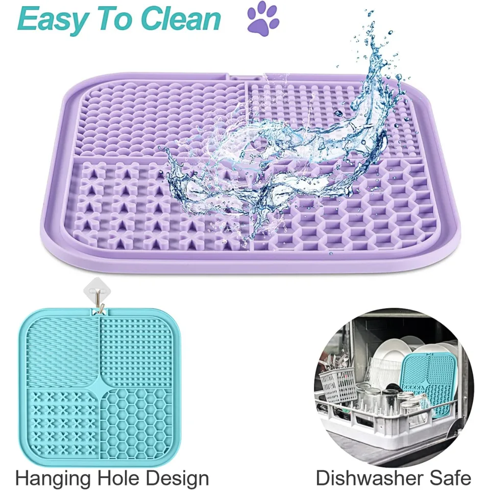 Lick Mat For Dogs Cats 2 Pack, Slow Feeder Licking Pad With Suction Cups For For Anxiety Relief And Boredom Reducer, Perfect For Bathing view 5