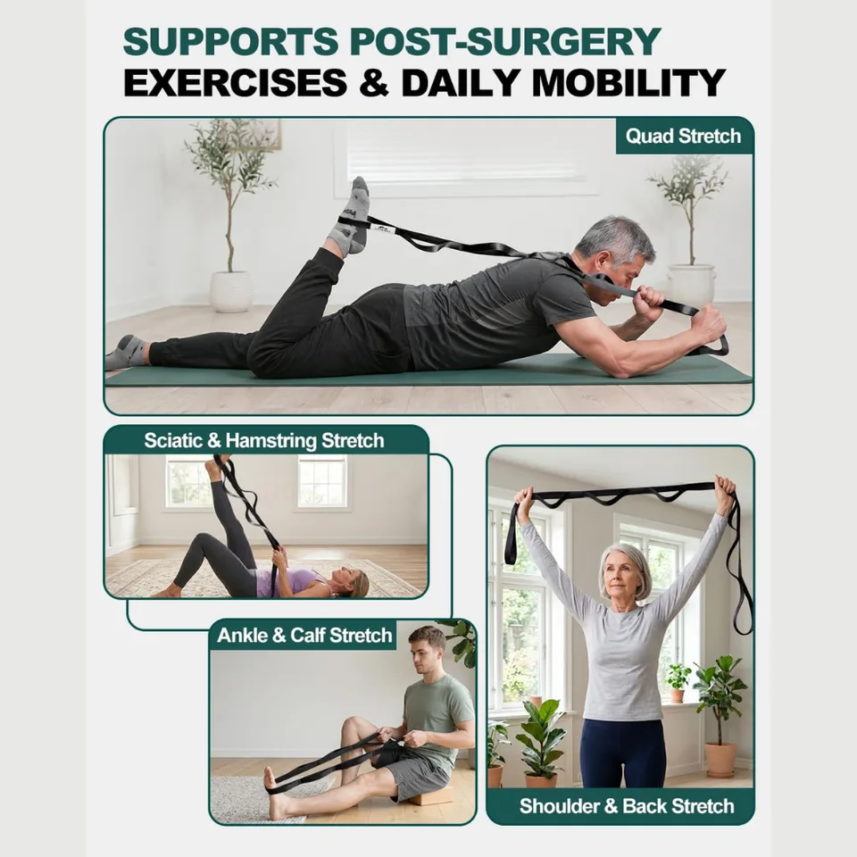 Trideer Stretching Strap With Loops Non Elastic Yoga Physical Therapy Strap view 7