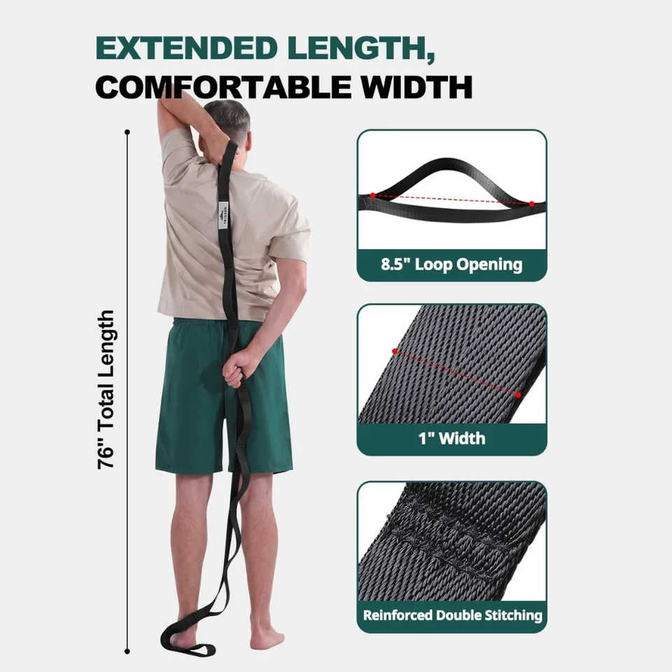 Trideer Stretching Strap With Loops Non Elastic Yoga Physical Therapy Strap view 3