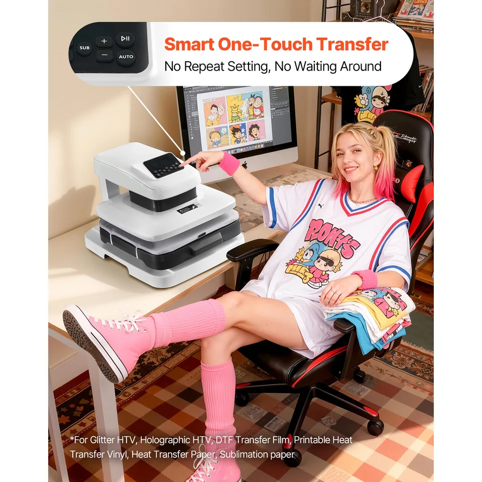 Ansicht 4 von Auto Heat Press Machine 15 X 15 Inch T-Shirt Press Machine White, Auto Release And Adjustable Pressure, Digital Display, Rapid And Even