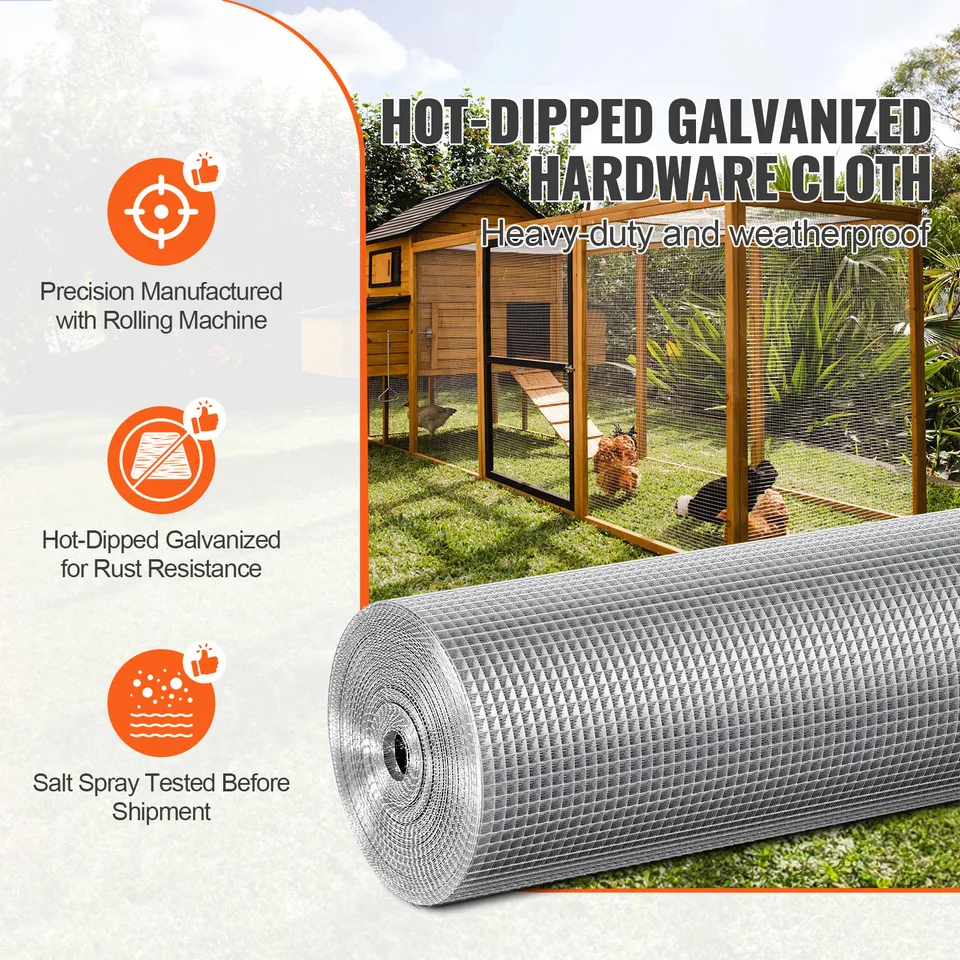 Weergave 5 van Hardware Cloth 1/4 Inch 36 Inch X 50 Ft 23 Gauge Chicken Wire Fence, Hot-Dip Galvanized After Welding Metal Wire Mesh Roll, Garden Plant