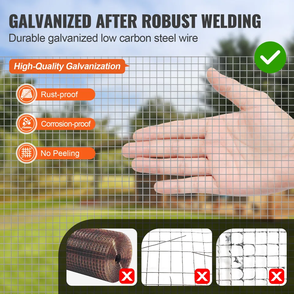 Weergave 3 van Hardware Cloth 1/4 Inch 36 Inch X 50 Ft 23 Gauge Chicken Wire Fence, Hot-Dip Galvanized After Welding Metal Wire Mesh Roll, Garden Plant