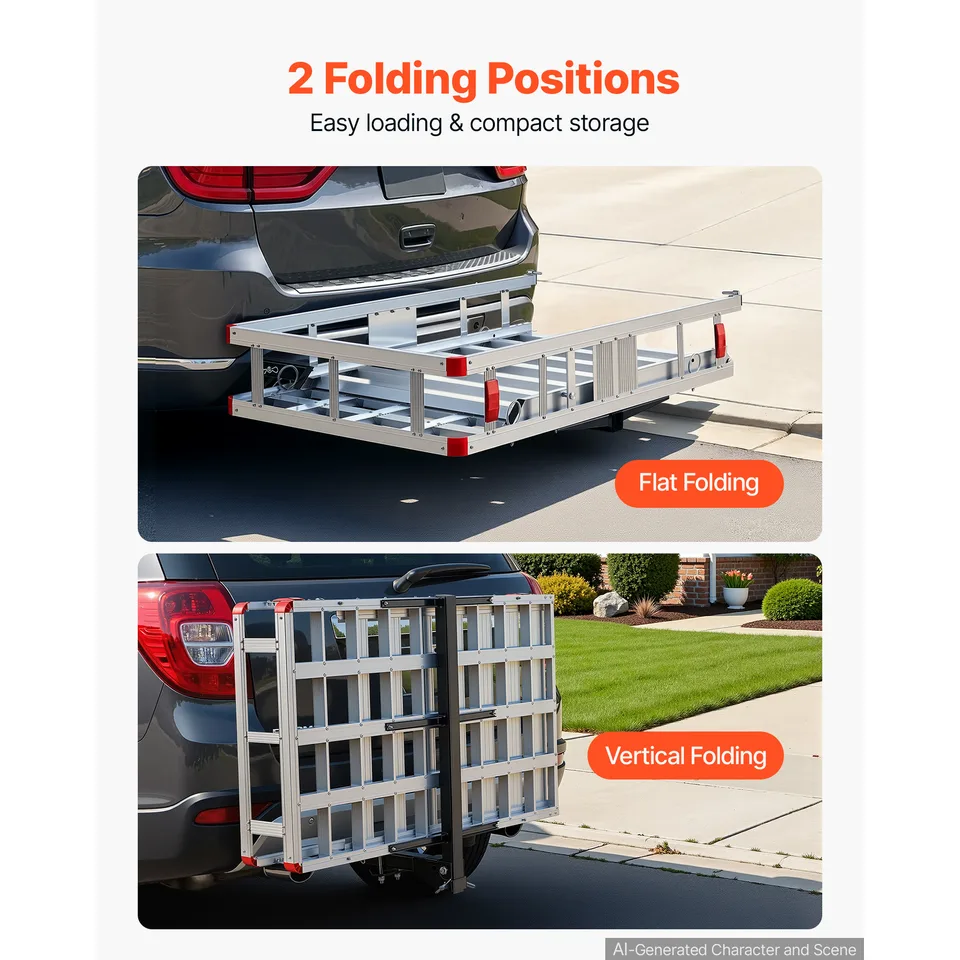 Ansicht 4 von Hitch Mount Wheelchair Carrier, 500LBS Mobility Scooter Carrier With Folding Ramp, Aluminum Hitch Cargo Rack Basket & Stabilizer Kit, Fits