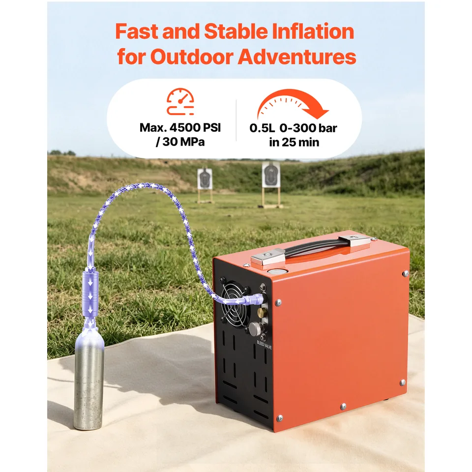 Ansicht 3 von PCP Air Compressor 4500PSI PCP Airgun Compressor & External Converter, Manual Stop 350W DC12V/AC120V Portable Paintball Tank Compressors For