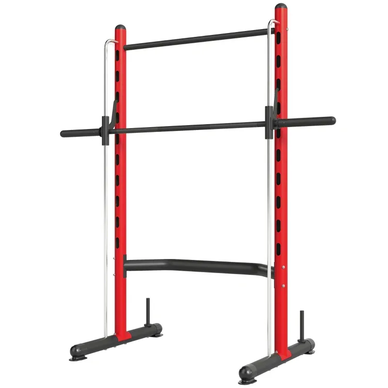 Soozier Squat Rack With Pull Up Bar And Barbell Bar Adjustable Bench Press Multi-Function Weight Lifting Half Rack Red view 5