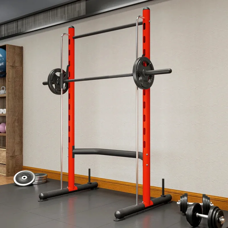 Soozier Squat Rack With Pull Up Bar And Barbell Bar Adjustable Bench Press Multi-Function Weight Lifting Half Rack Red view 7