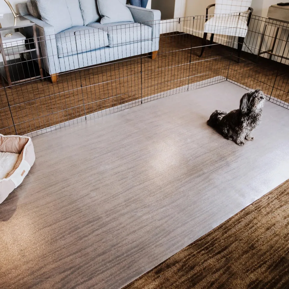 Frosted PVC Floor Mat -1.5mm Anti-Scratch Waterproof Pet Floor Mat For Dog Cat Feeding Area & Kennel Floor view 7