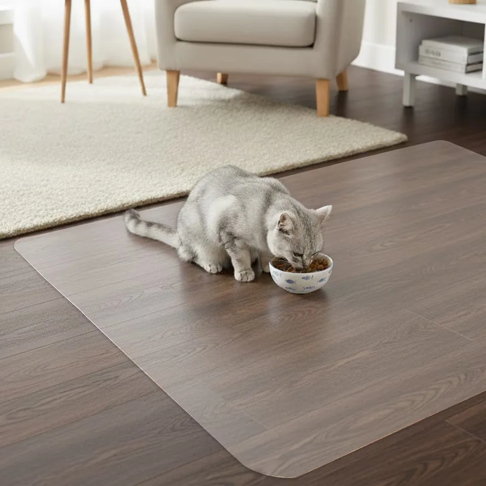 Frosted PVC Floor Mat -1.5mm Anti-Scratch Waterproof Pet Floor Mat For Dog Cat Feeding Area & Kennel Floor view 4